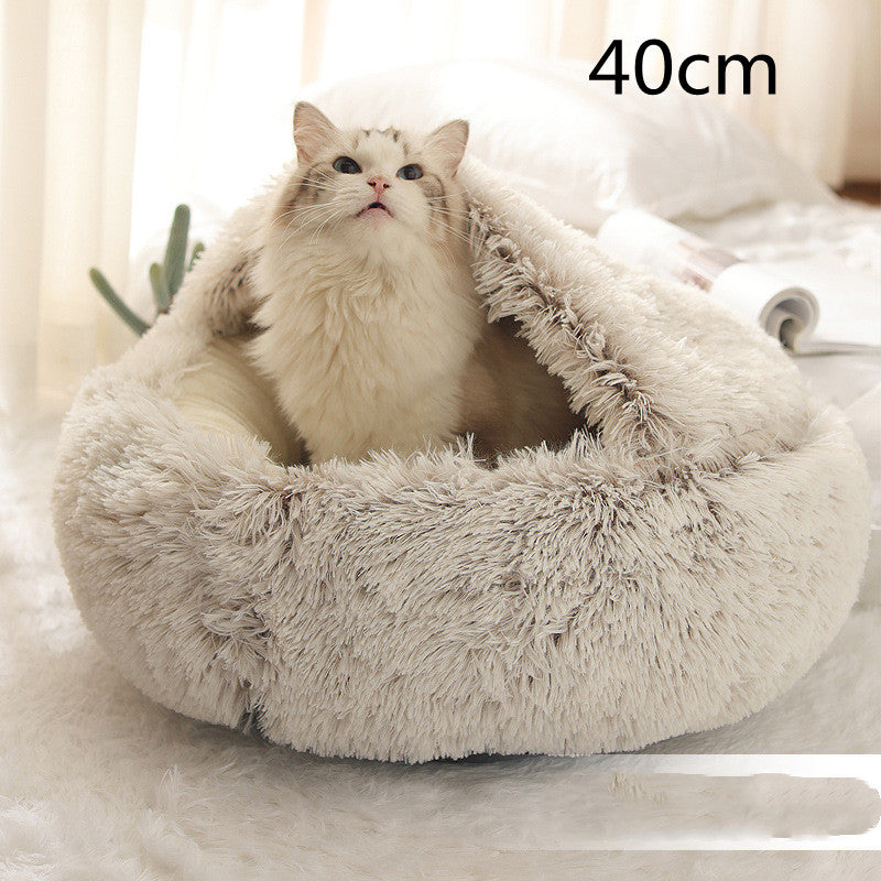 Furrenna™ Plush Pet Bed (Round, Warm Dog & Cat Bed)