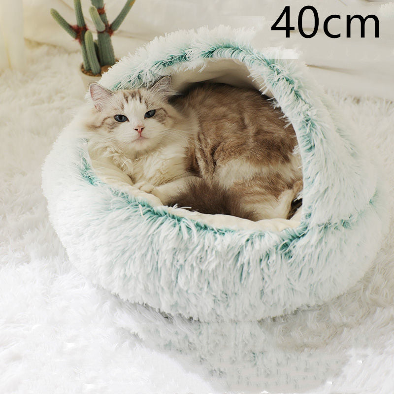 Furrenna™ Plush Pet Bed (Round, Warm Dog & Cat Bed)