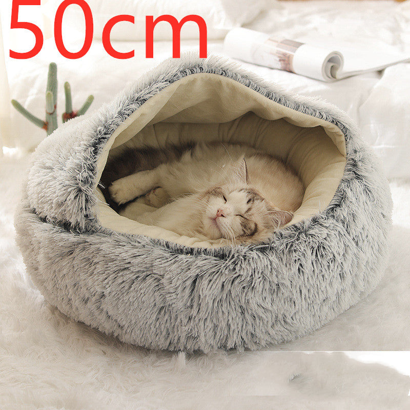 Furrenna™ Plush Pet Bed (Round, Warm Dog & Cat Bed)