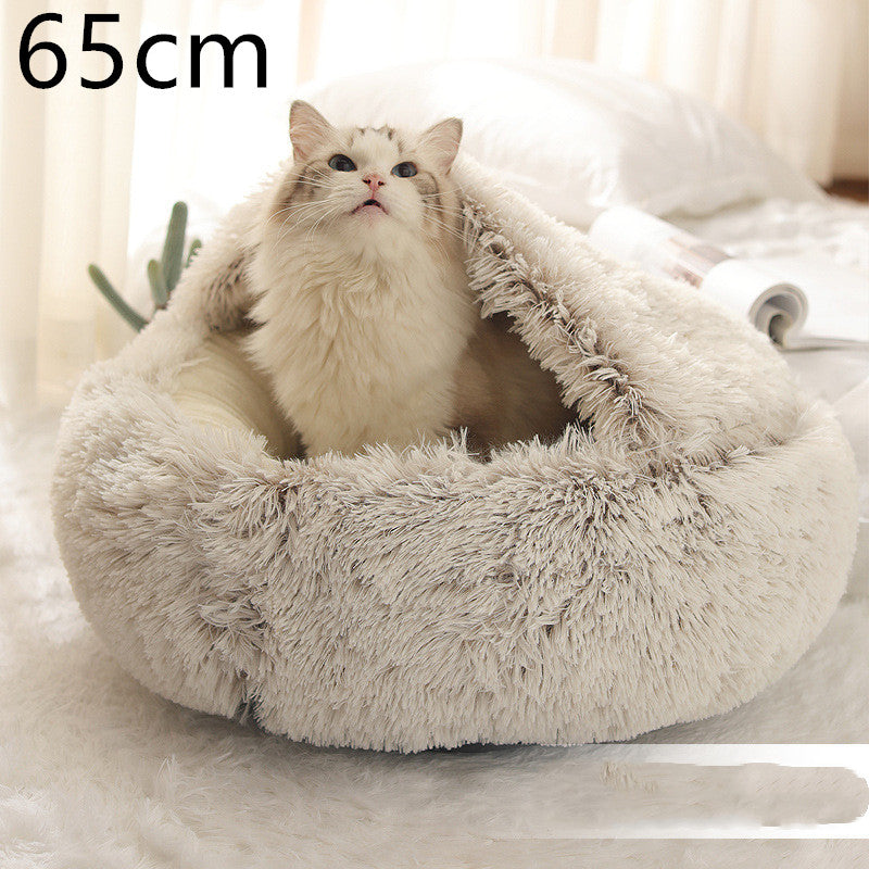Furrenna™ Plush Pet Bed (Round, Warm Dog & Cat Bed)