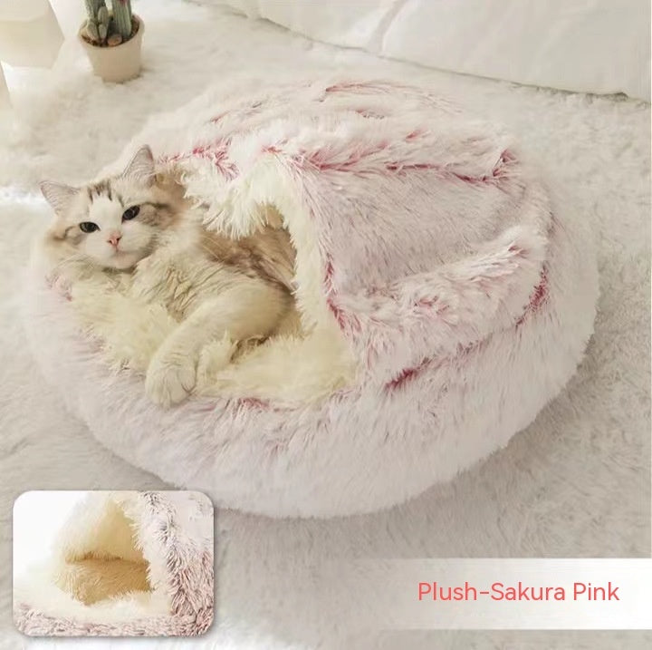 Furrenna™ Plush Pet Bed (Round, Warm Dog & Cat Bed)