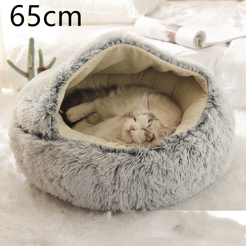 Furrenna™ Plush Pet Bed (Round, Warm Dog & Cat Bed)