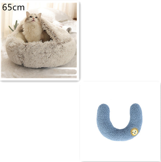 Furrenna™ Plush Pet Bed (Round, Warm Dog & Cat Bed)