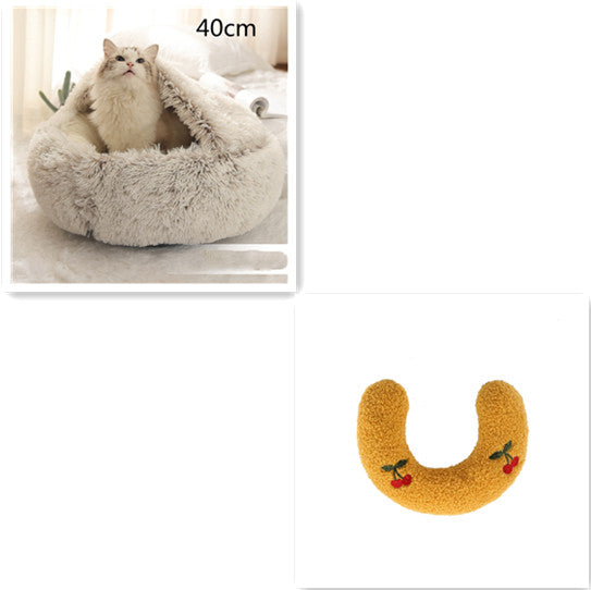 Furrenna™ Plush Pet Bed (Round, Warm Dog & Cat Bed)