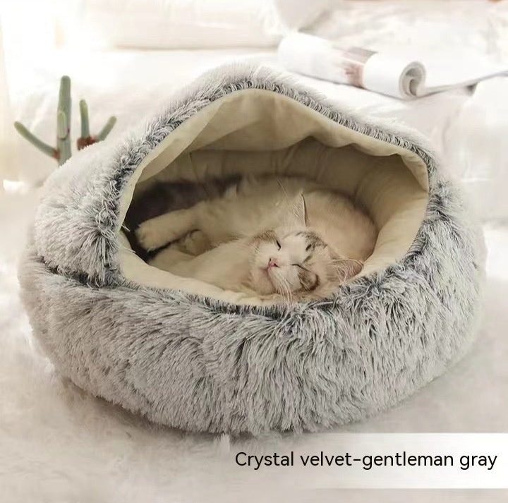 Furrenna™ Plush Pet Bed (Round, Warm Dog & Cat Bed)