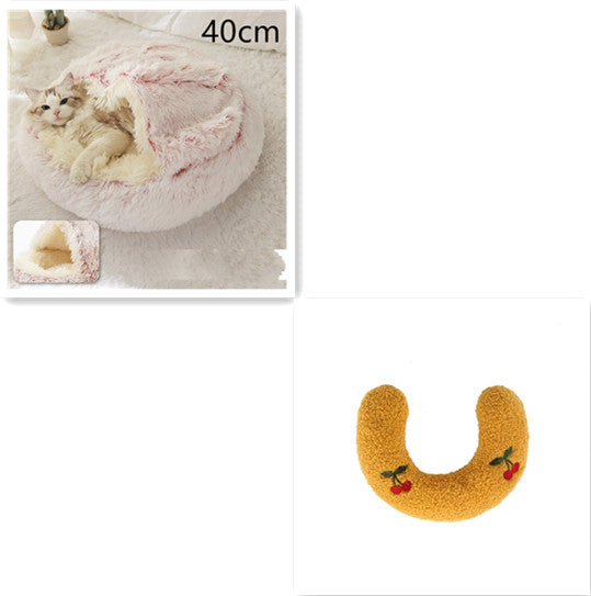 Furrenna™ Plush Pet Bed (Round, Warm Dog & Cat Bed)