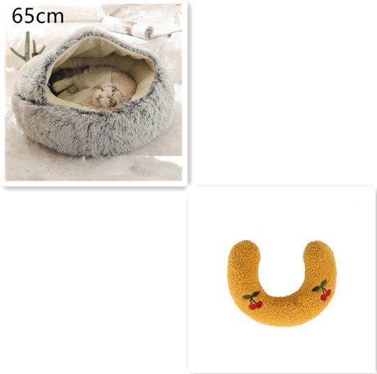 Furrenna™ Plush Pet Bed (Round, Warm Dog & Cat Bed)