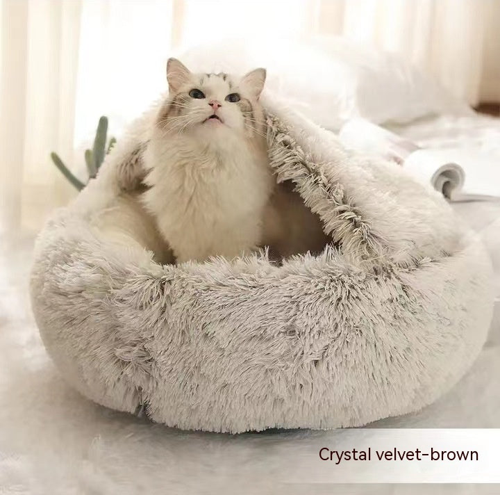 Furrenna™ Plush Pet Bed (Round, Warm Dog & Cat Bed)
