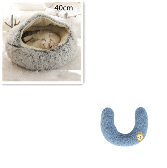Furrenna™ Plush Pet Bed (Round, Warm Dog & Cat Bed)