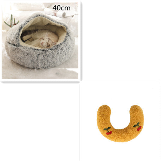 Furrenna™ Plush Pet Bed (Round, Warm Dog & Cat Bed)