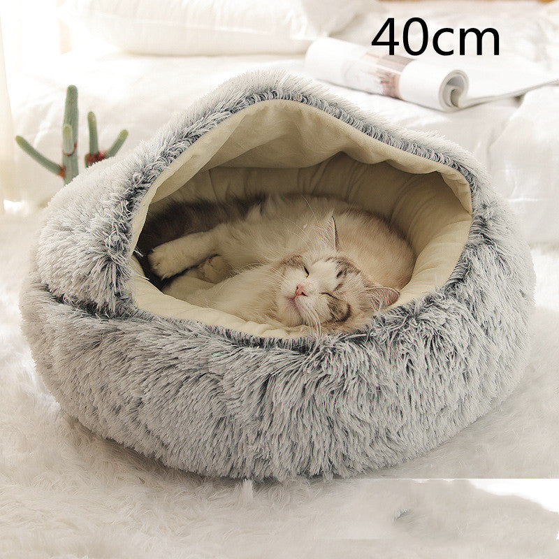 Furrenna™ Plush Pet Bed (Round, Warm Dog & Cat Bed)