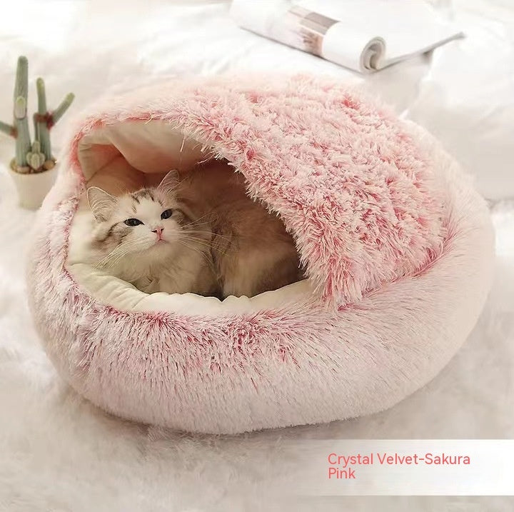 Furrenna™ Plush Pet Bed (Round, Warm Dog & Cat Bed)
