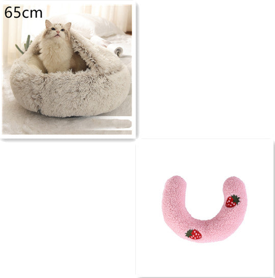 Furrenna™ Plush Pet Bed (Round, Warm Dog & Cat Bed)
