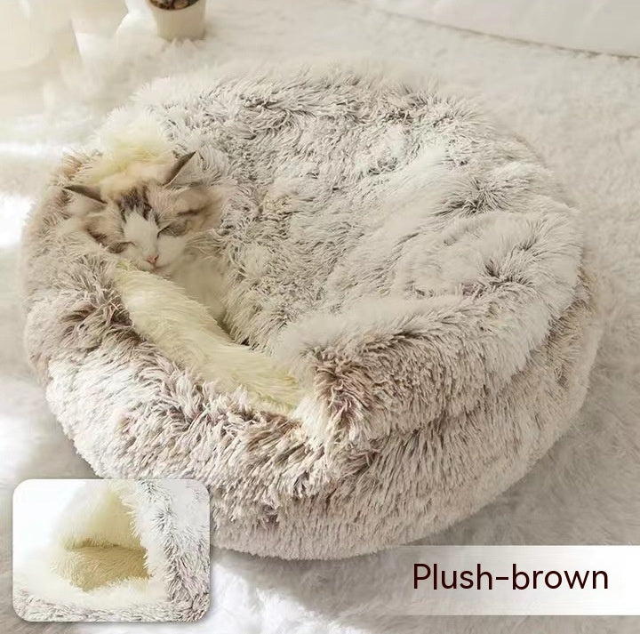 Furrenna™ Plush Pet Bed (Round, Warm Dog & Cat Bed)